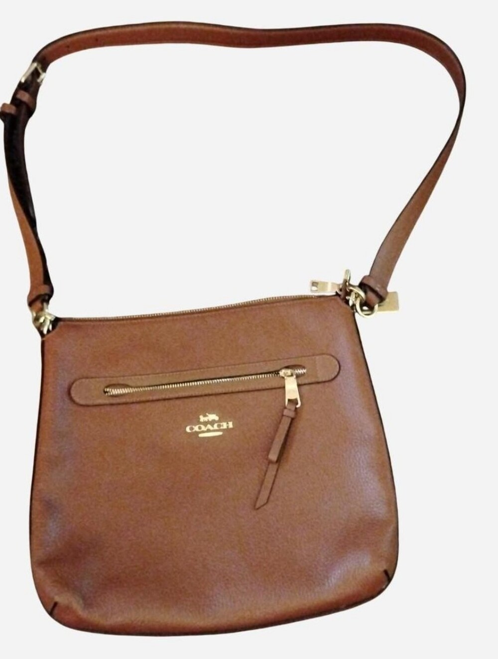 Coach Pebbled Leather Rowan File Crossbody Bag in Saddle Brown